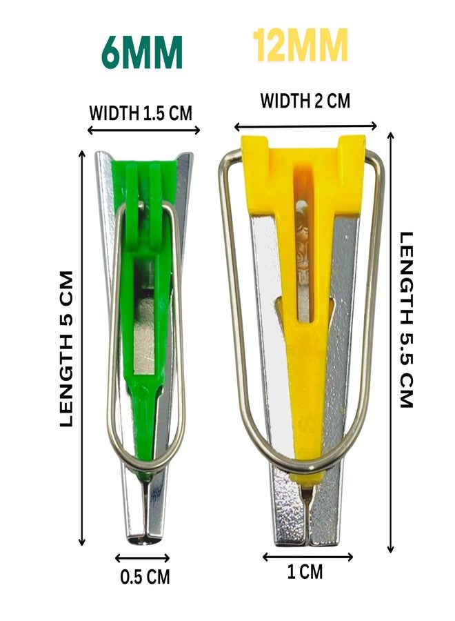 ZENITH Bias Tape Maker Set of Various sizes from 6mm to 25mm available in variations with 1 Seam Ripper, 1 Meassring tape & 1 Threader, Multicolour DIY Quilting Sewing Accessories Tools Kit for Fabric Sewing and Quilting (Green 6mm + Yellow 12mm + 1SR + Tape + 1Threader) - Image 2